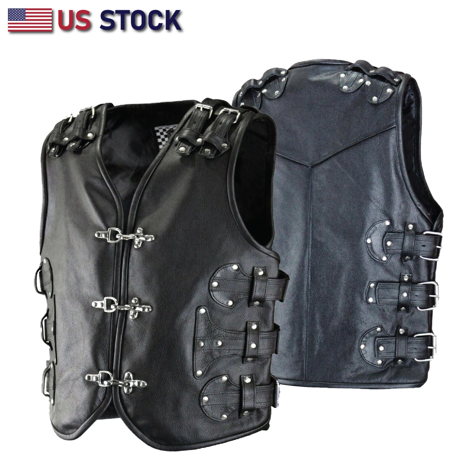 Highway Leather Heavy Metal Rocker Biker Waistcoat Motorcycle Vest SKU # HL11649
