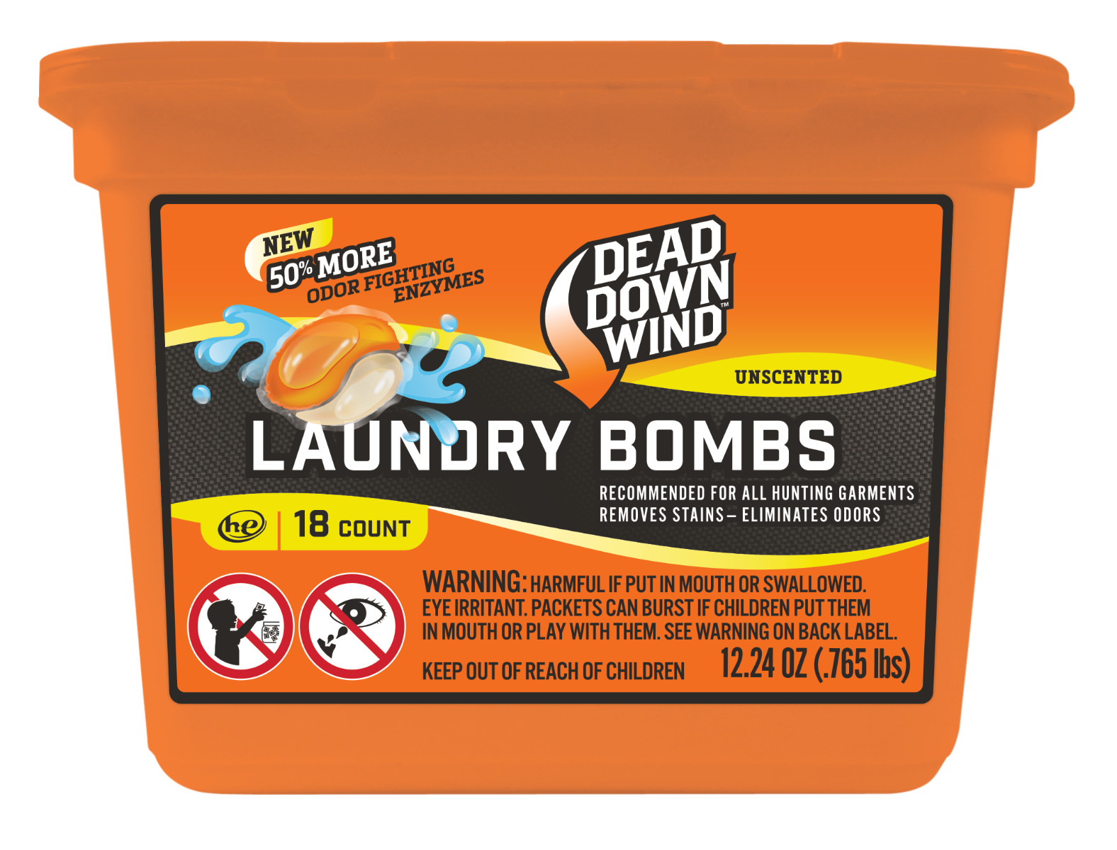 Dead Down Wind 118318 Laundry BombsOdor Eliminator Unscented Scent 12.24 oz Tub