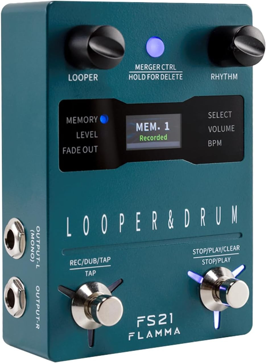 FS21 Stereo Guitar Looper Pedal & Drum Machine 2-In-1 With160 Minutes Loop Recor