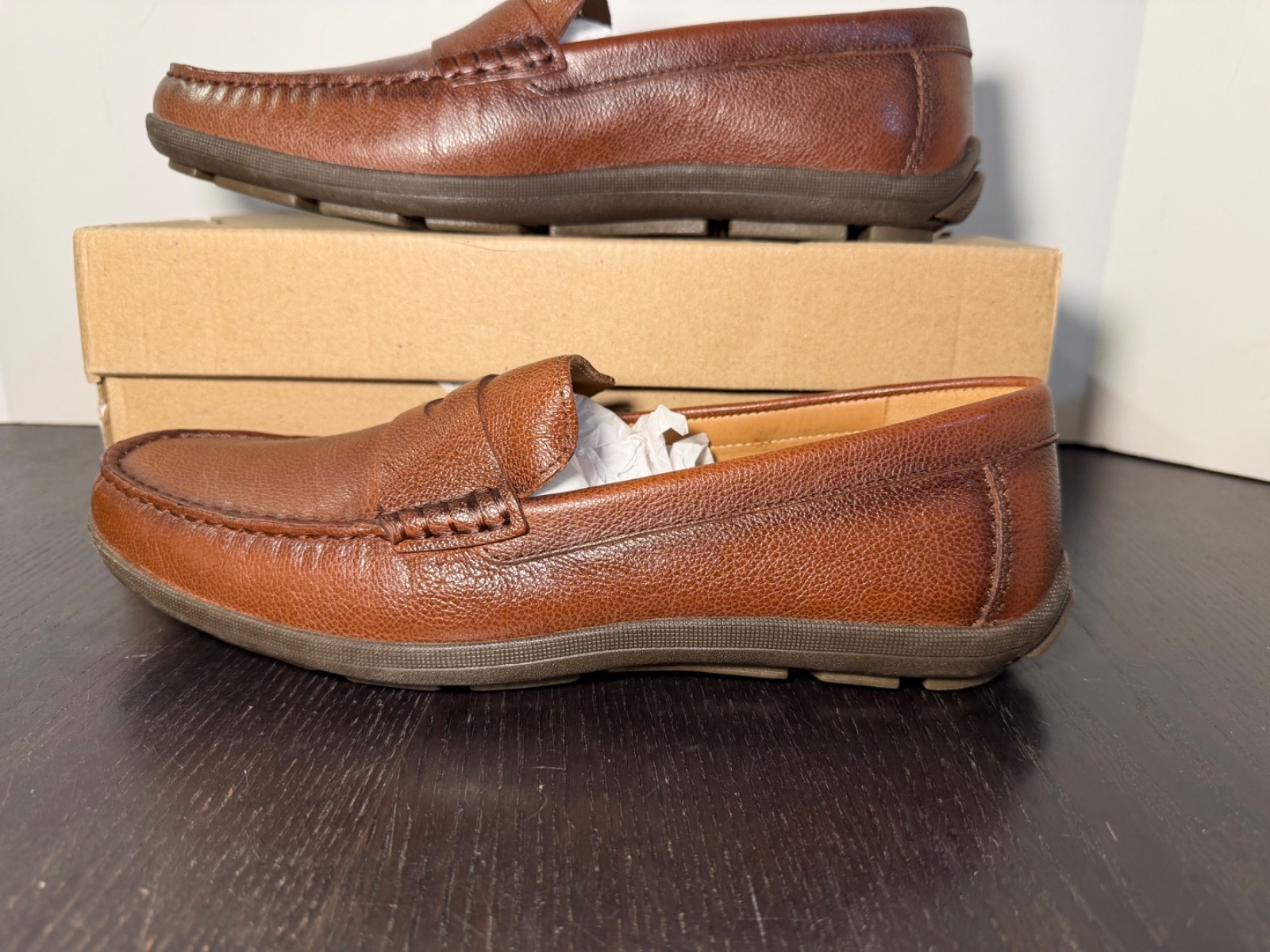 Johnnie-O Moxy Leather Penny Loafers Shoes Bourbon Brown Mens 10M