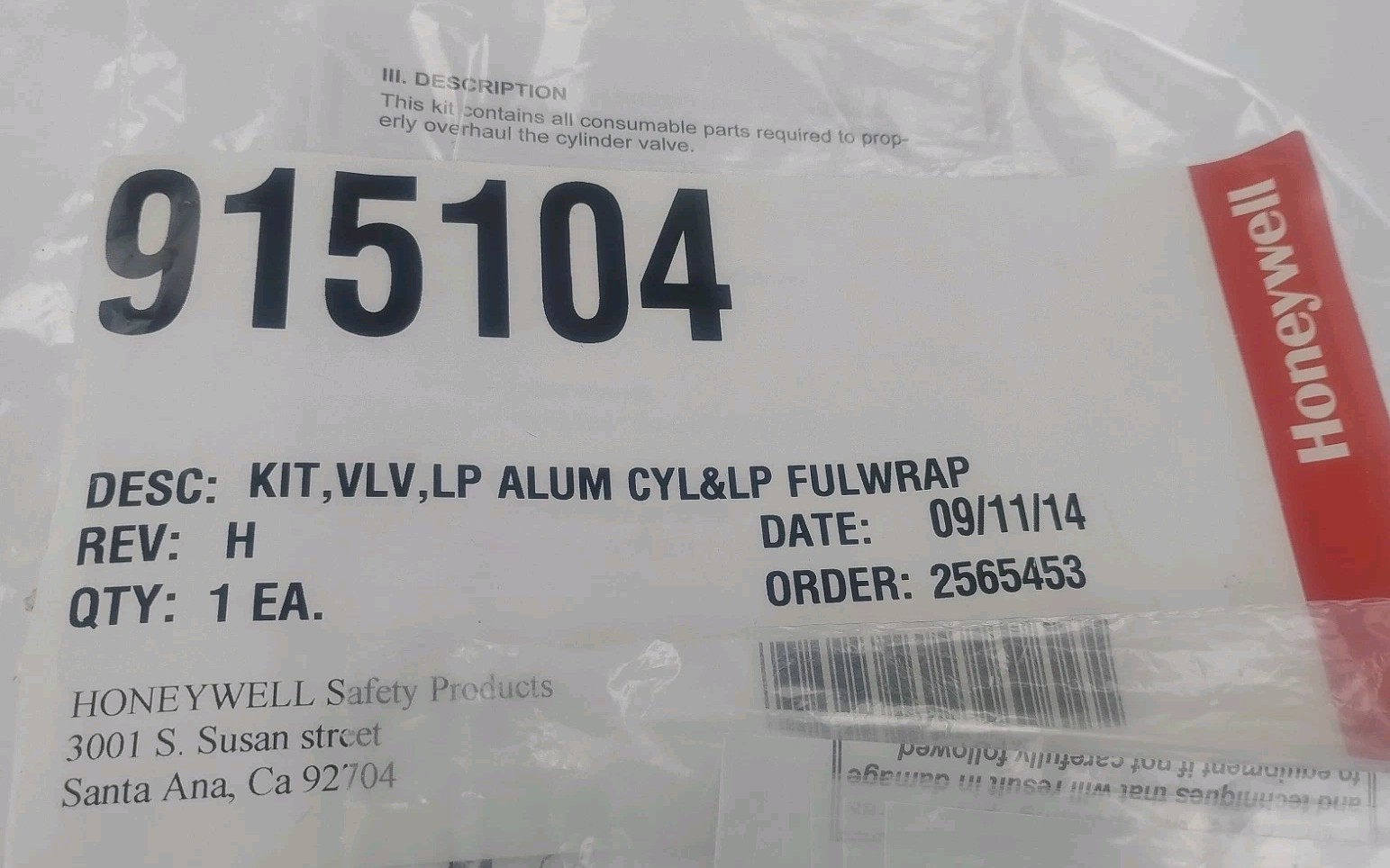 915127 honeywell sperian valve replacement kit full wrap safety products plug