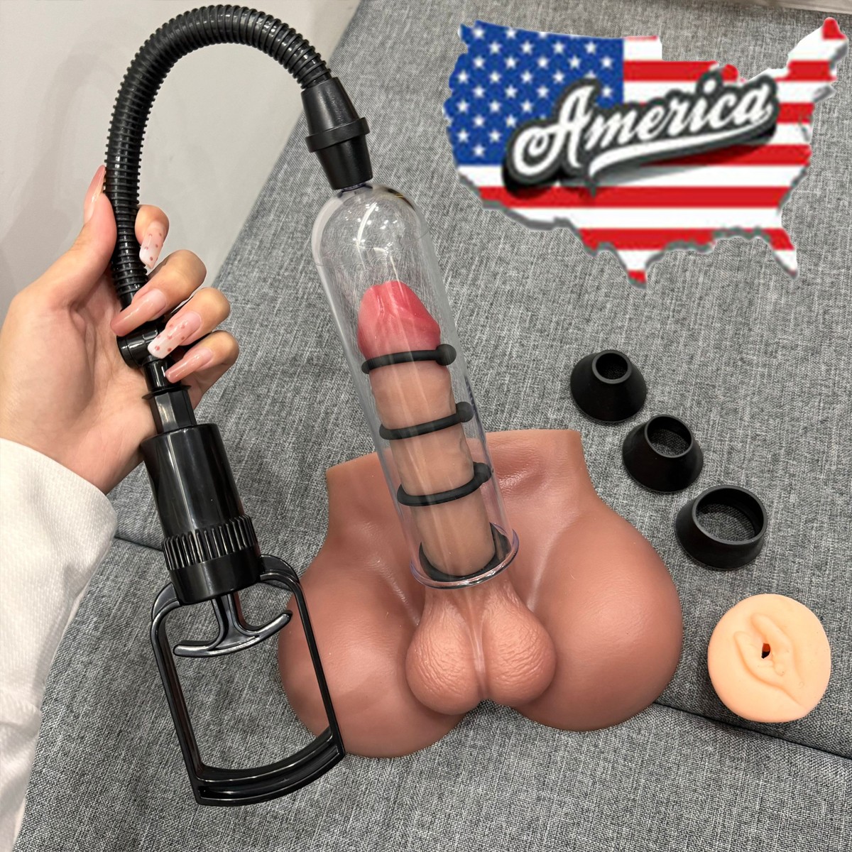 Vacuum Penis Pump for Beginners Male Enhancement Enlargement +4 Rings 4 Sleeve
