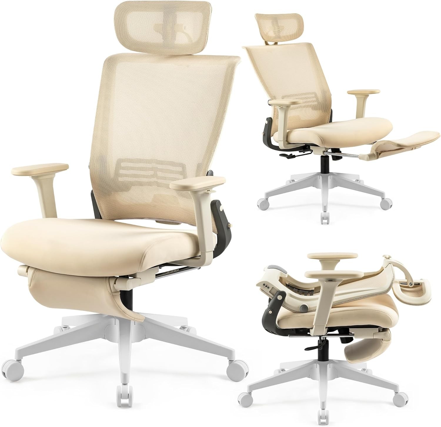 Foldable Office Chair with Foot Rest, Ergonomic Office Chair with