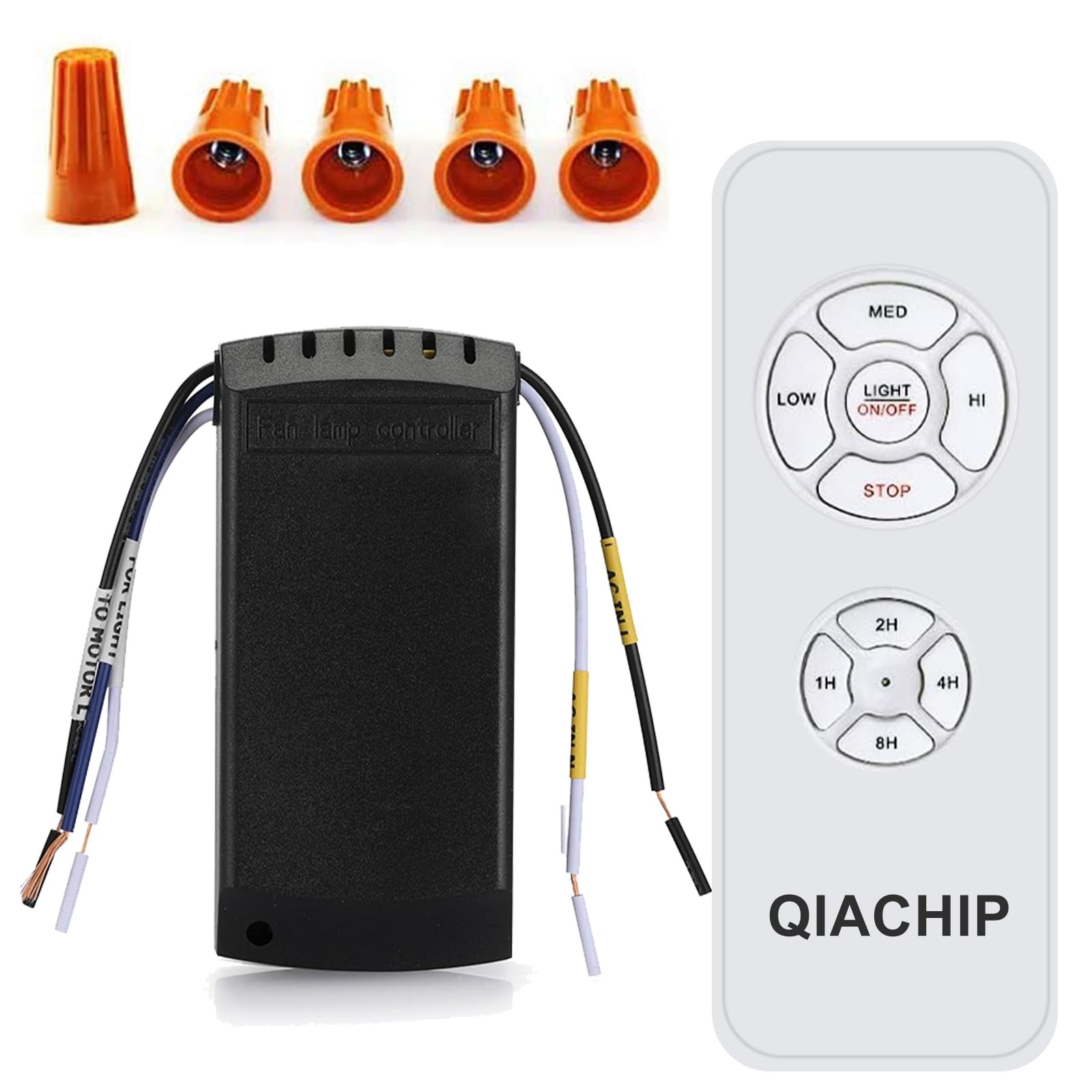QIACHIP Universal Ceiling Fan and Lights Wireless Small, black white