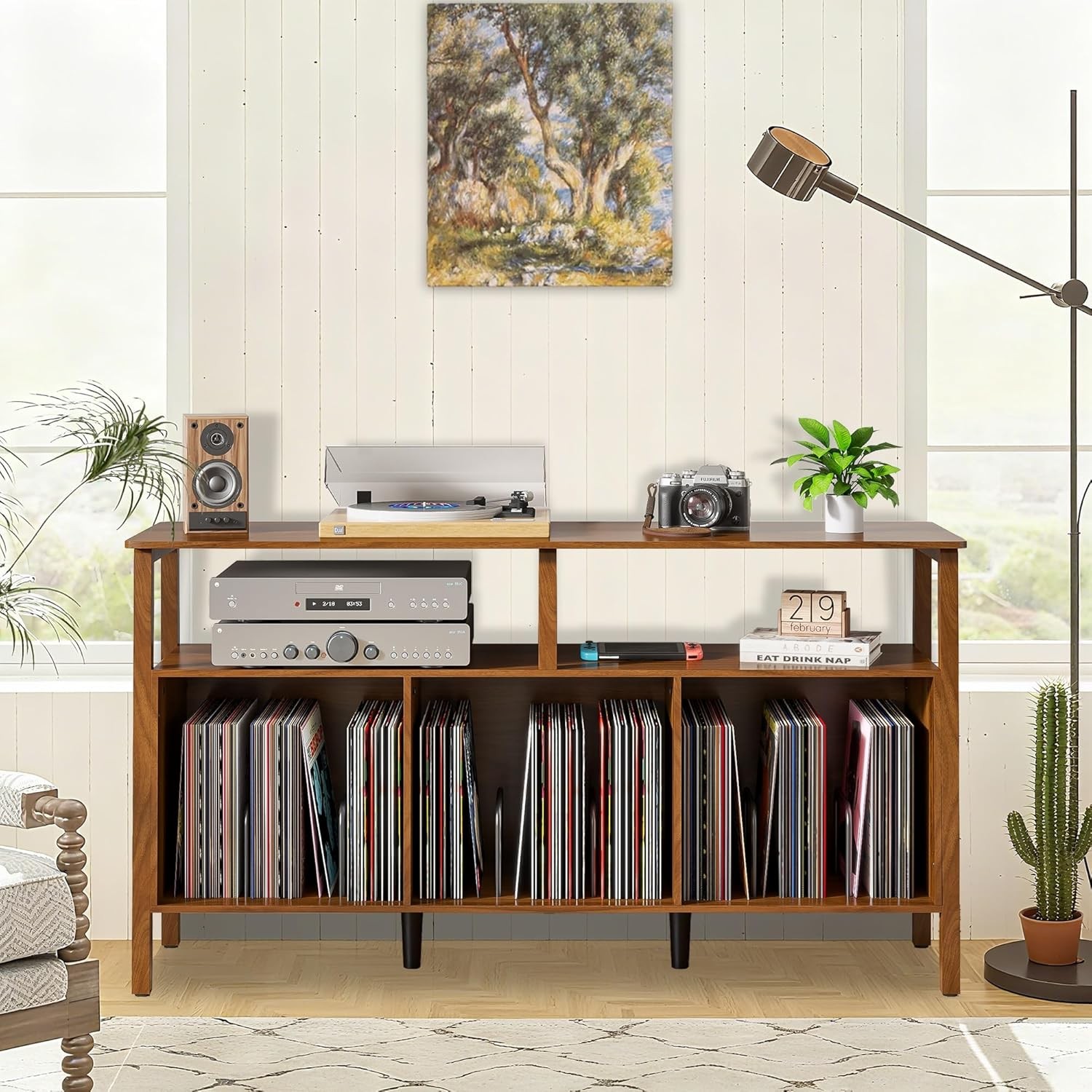 Large Record Player Stand,Mid Century Turntable Stand Table