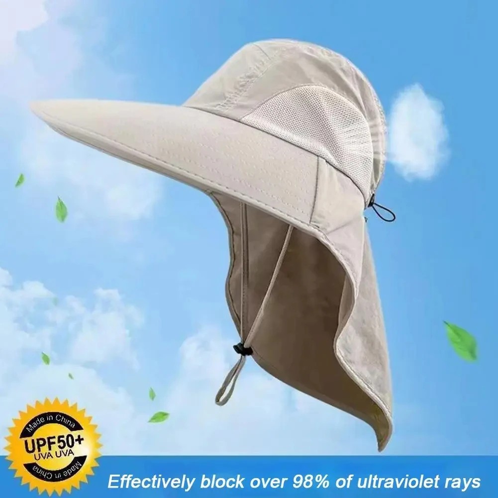 Men Wide Brim Sun Hat UV Protection Bucket Cap For Hiking Camping Fishing Safari
