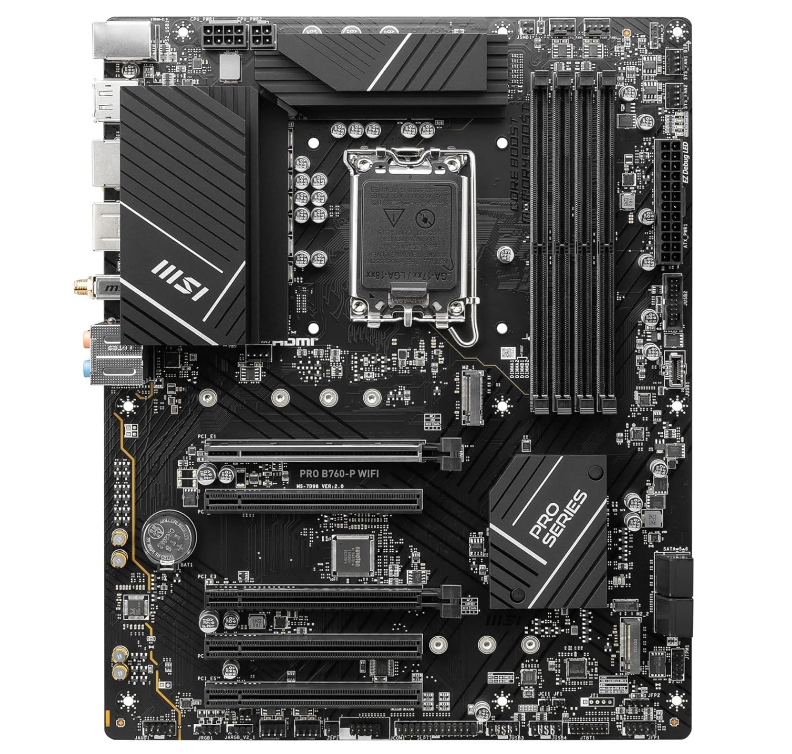 MSI PRO B760-P WIFI DDR5 LGA 1700 ATX Intel Motherboard (Board&I/O Shield Only)