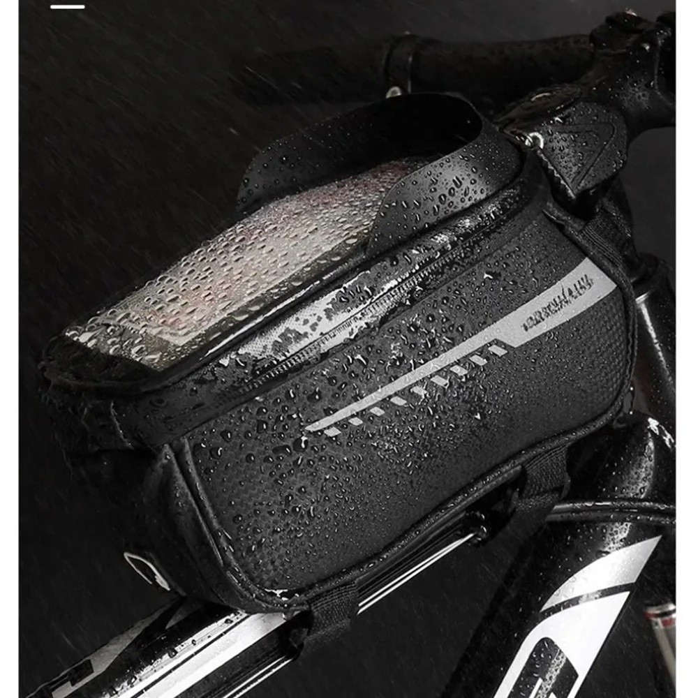 Waterproof Bike Front Frame Bag Touch Screen Visor Cycling Storage Phone Holder