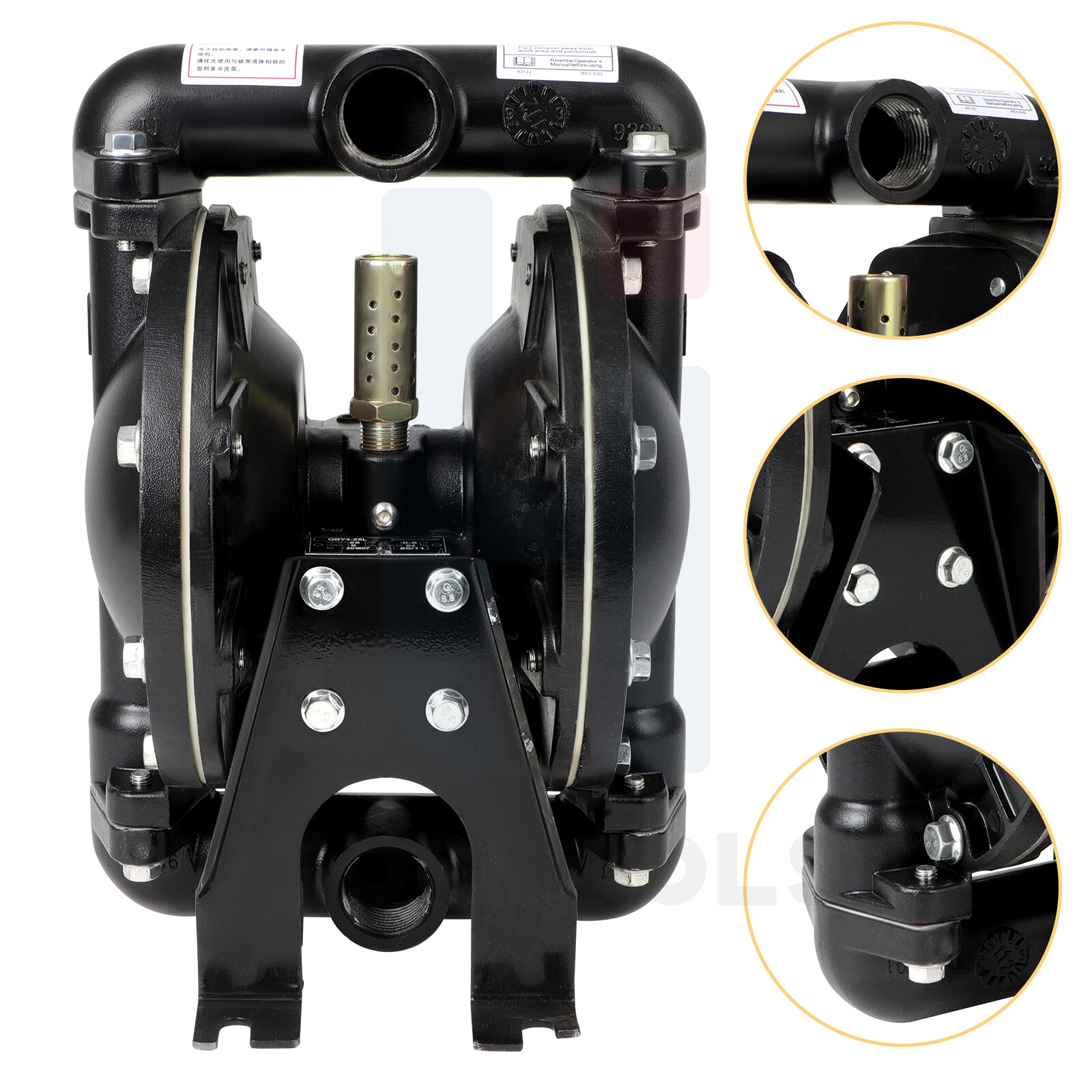 Air Operated Double Diaphragm Pump QBY4-25L 1 inch Outlet Chemical Waste Oil