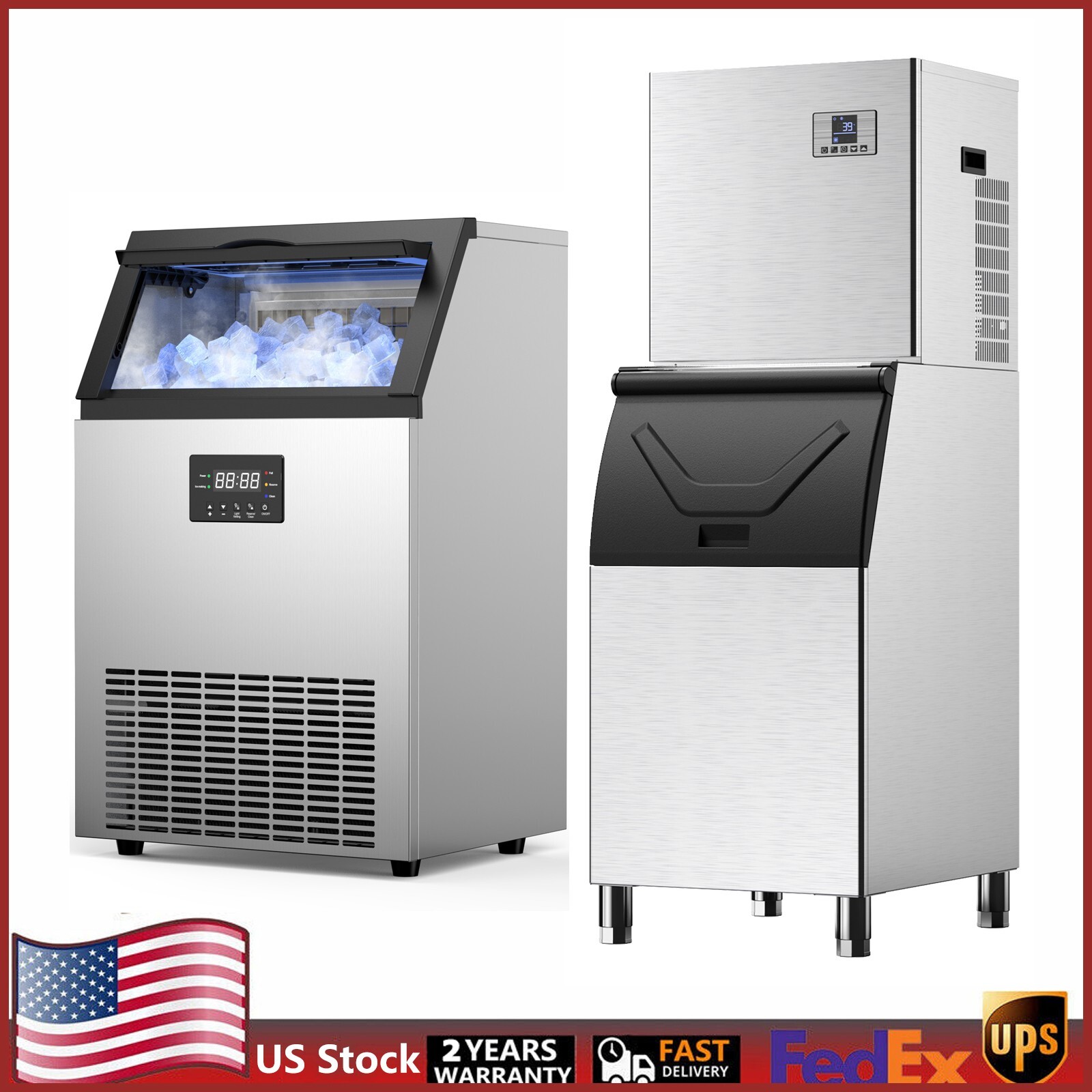Commercial Ice Machine Maker Stainless Steel Commercial Ice Maker Large Capacity