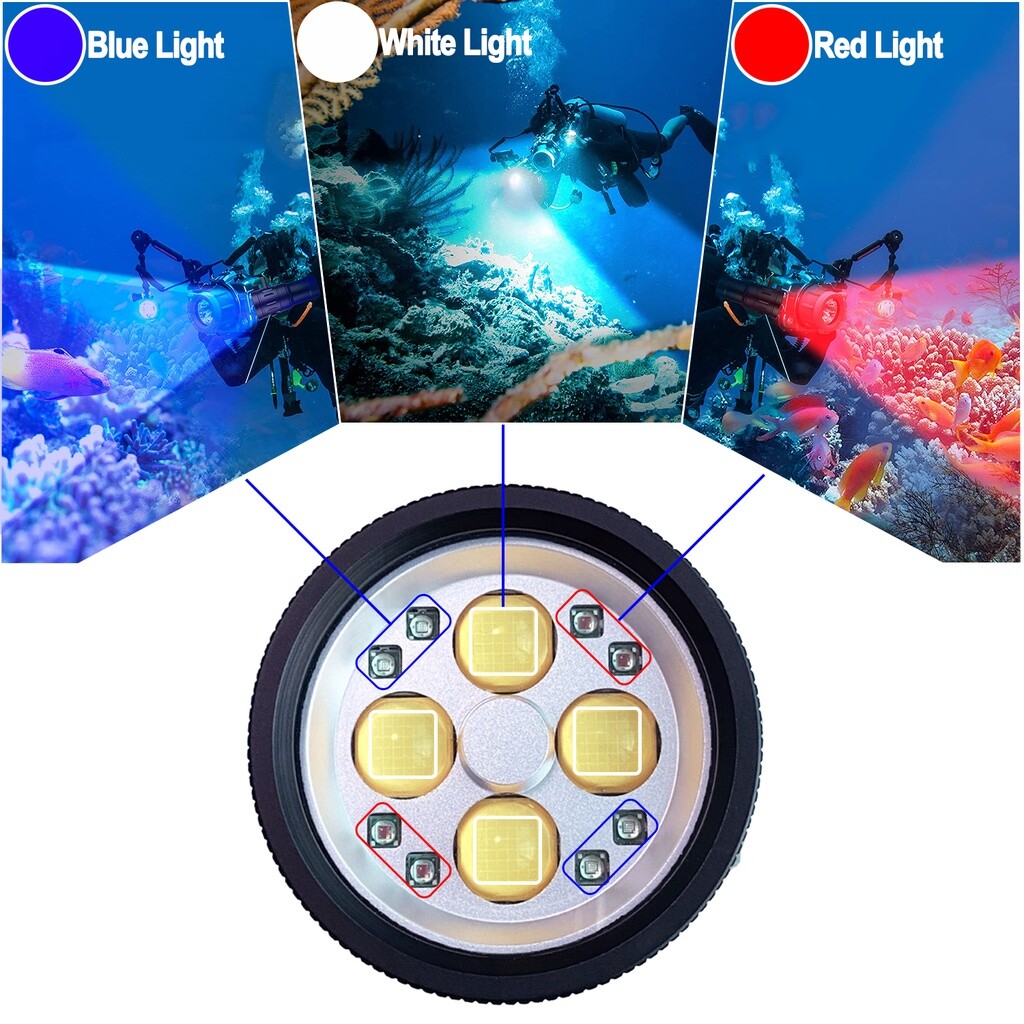 500000LM Diving Flashlight Led Underwater Camera Diving Photography Lighting
