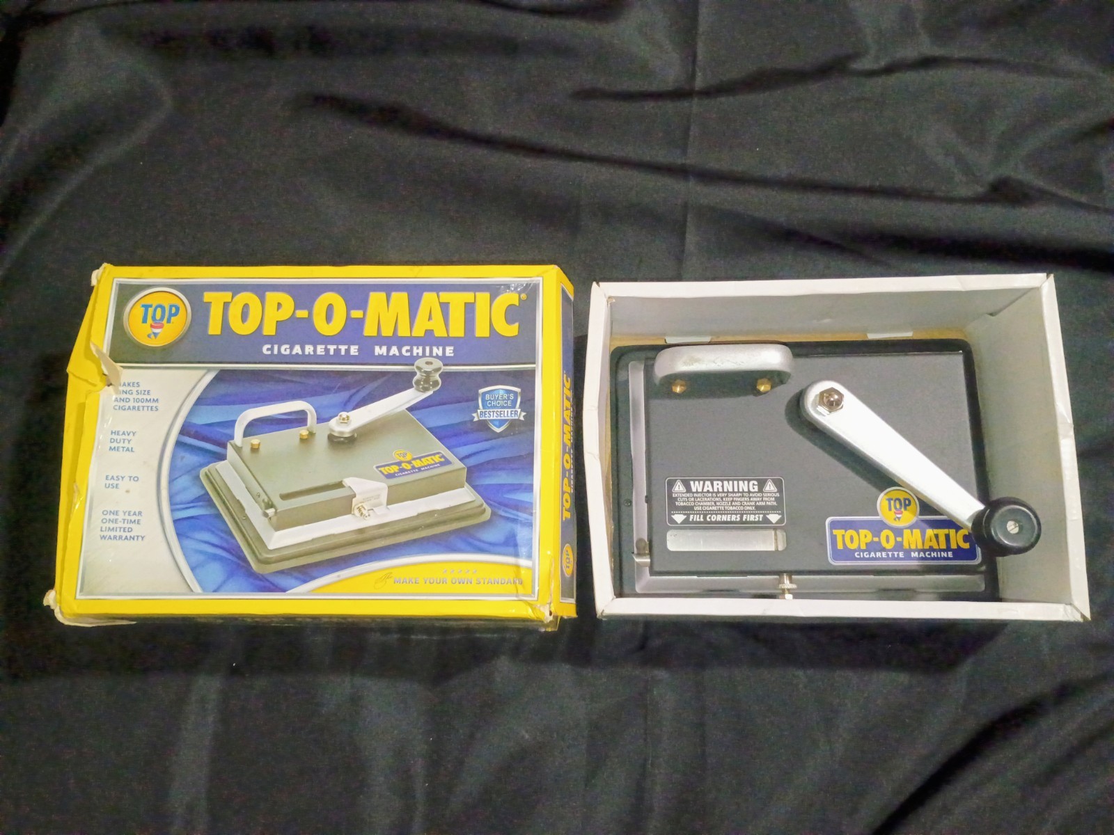 Top-O-Matic Cigarette Rolling Machine - Makes King and 100mm Cigarettes - In Box