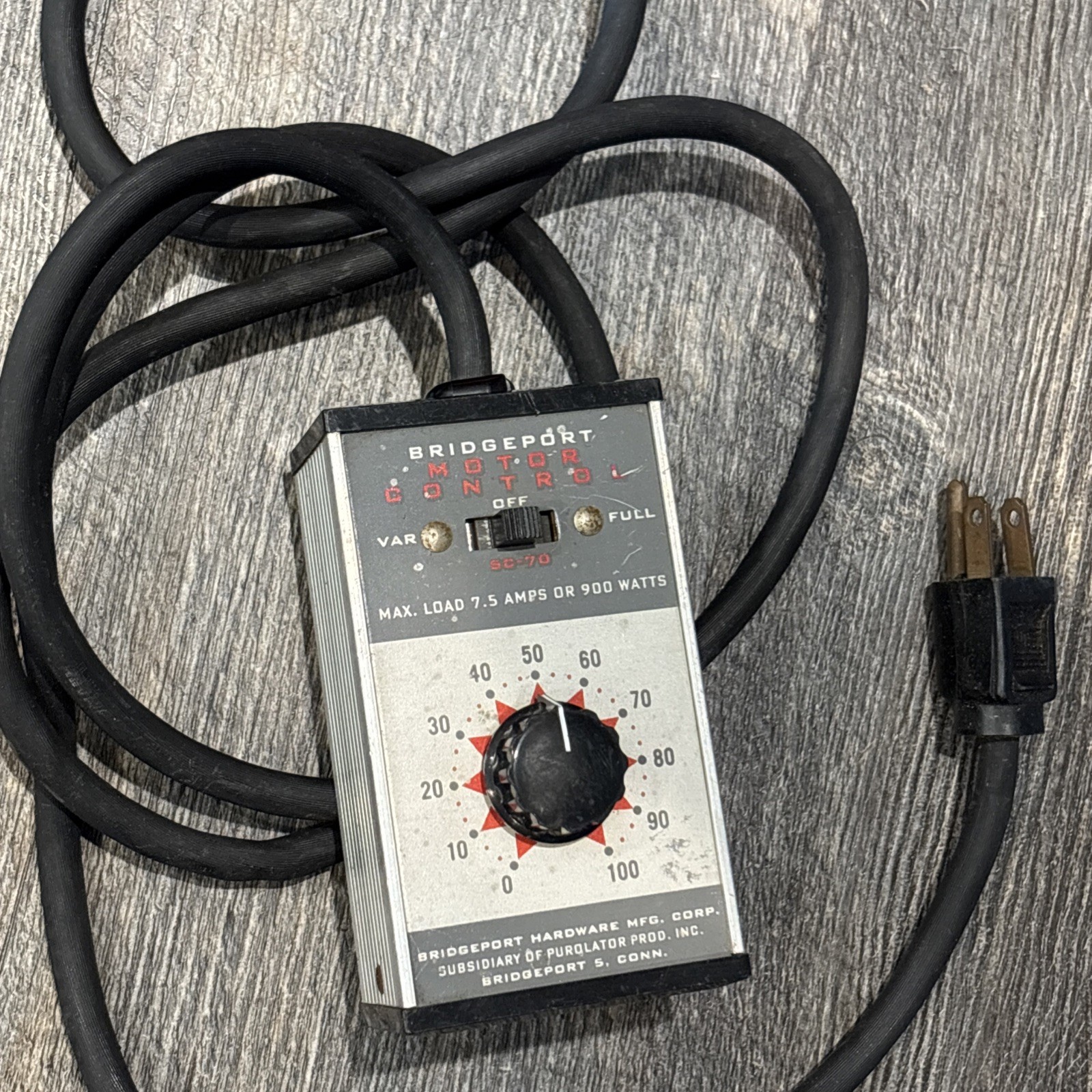 Bridgeport Milling Machine Motor Control SC-70 AC DC Speed Controller 110v
