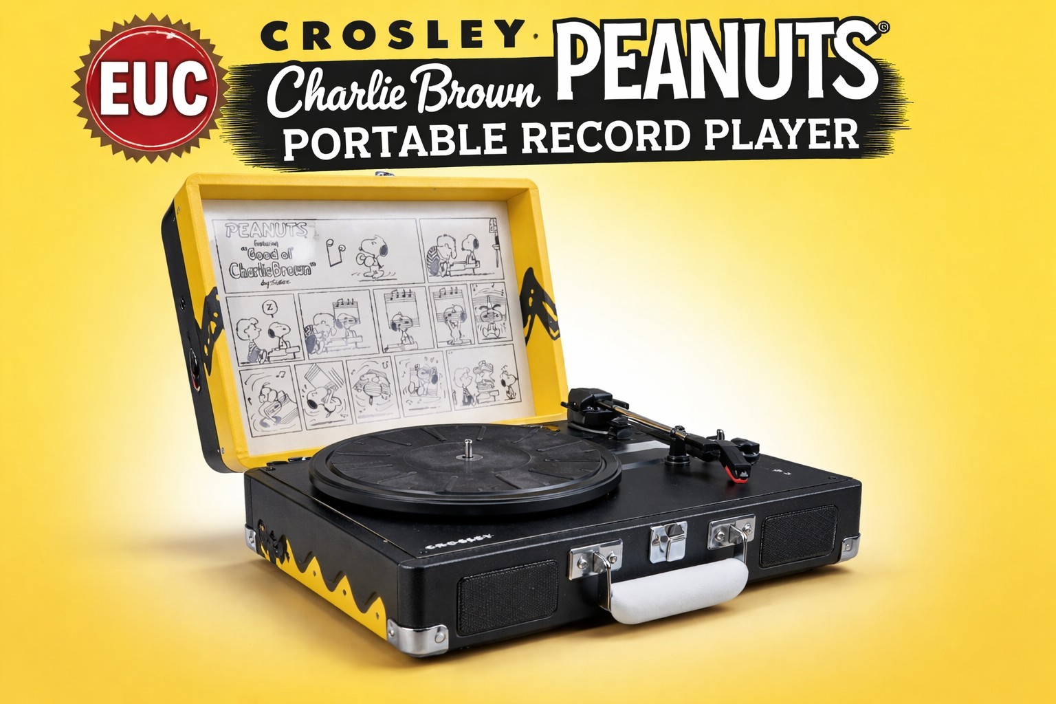 EUC Crosley Cruiser Peanuts Charlie Brown Portable Record Player #CR8005A-PT