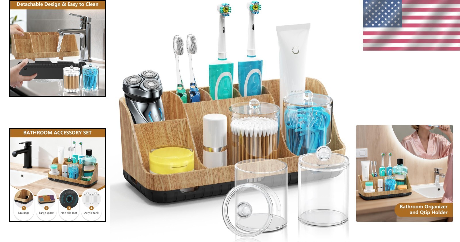 Kids Bathroom Accessory Set with Drainage