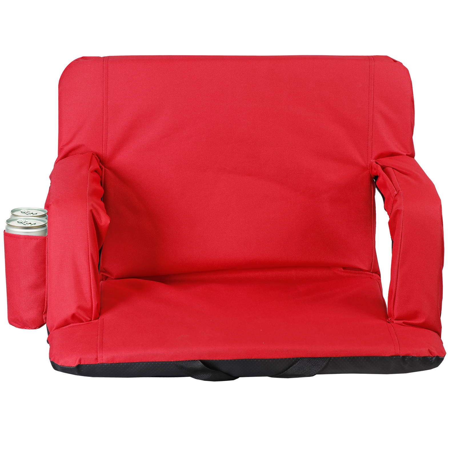 Stadium Seat Wide Bleacher Chair with Back Support Armrests and Side Pockets Red