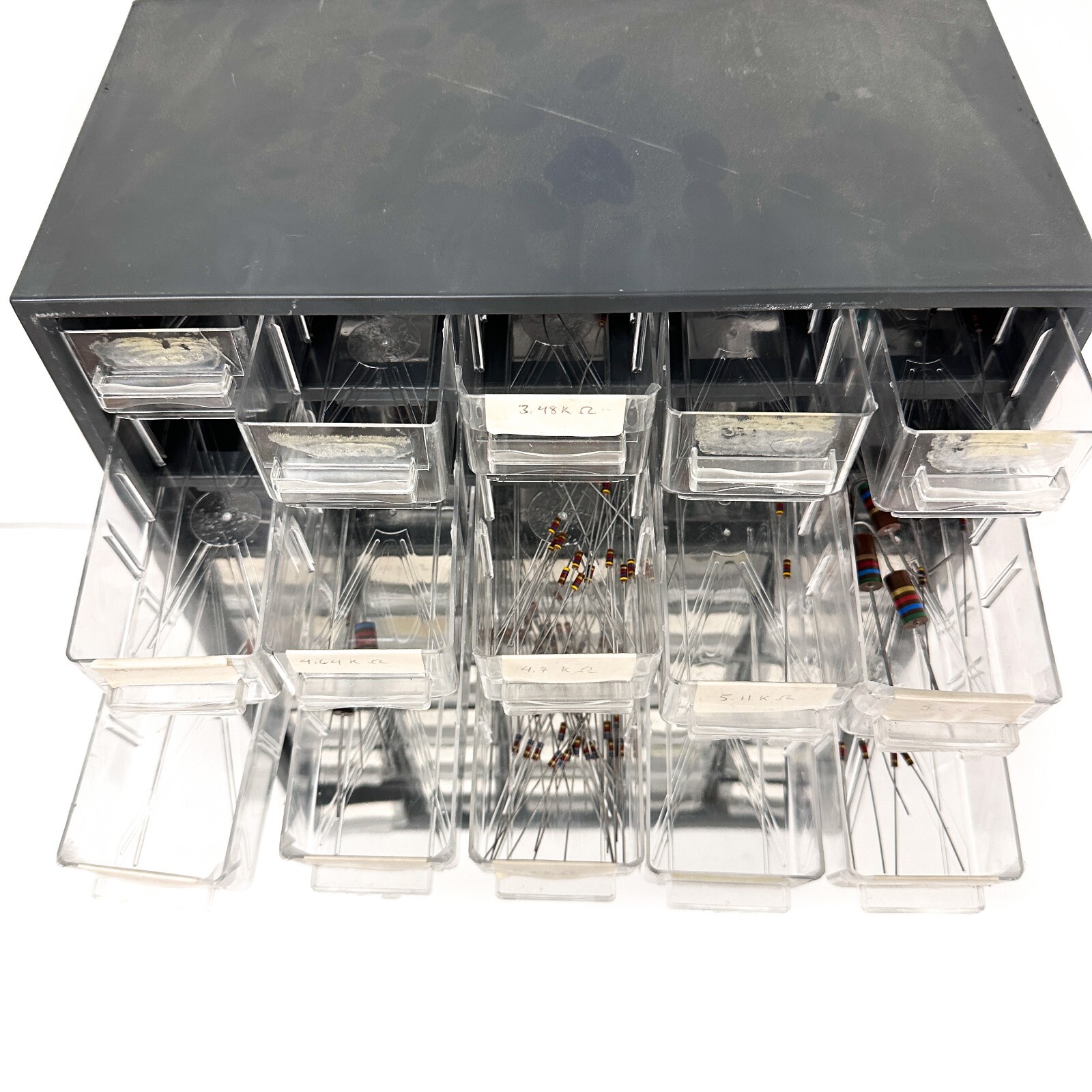 45 Drawer Organizer Storage Cabinet w/ Assorted Thin Film Resistors Electronics