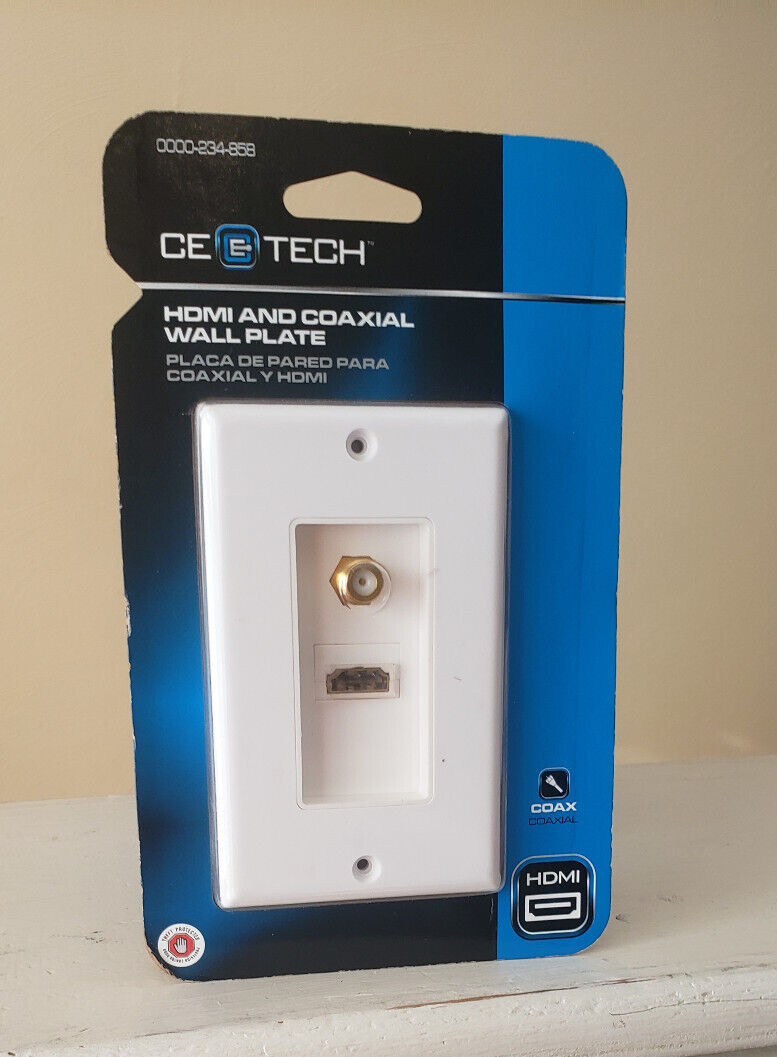 Coaxial + HDMI Coax White Wall Plate 0000-234-858 Sealed Package