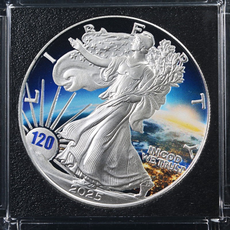 2025 Silver American Eagle $1 Earth by Night Edition - OGP STOCK