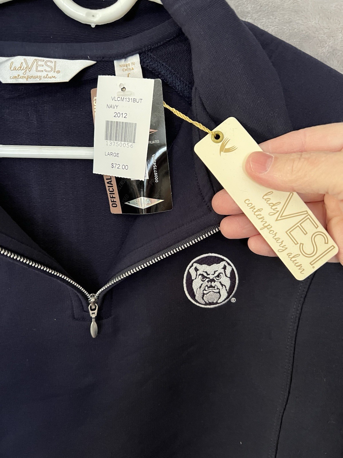 Butler Bulldogs Womens Quarter Zip Pullover Navy Large NWT VESI MSRP $72