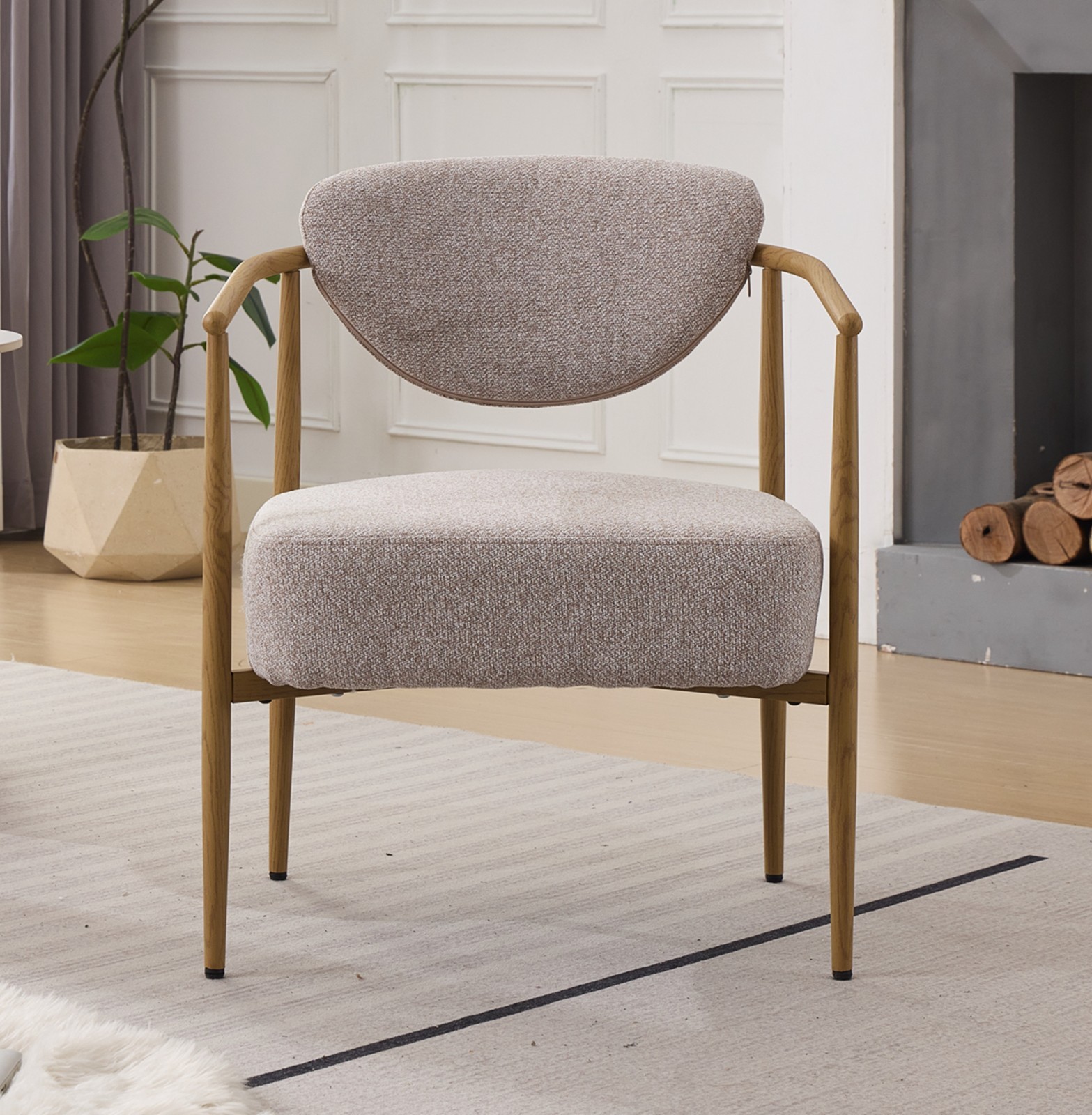 Soft Woven Fabric Chair Set with Foam & Metal Frame