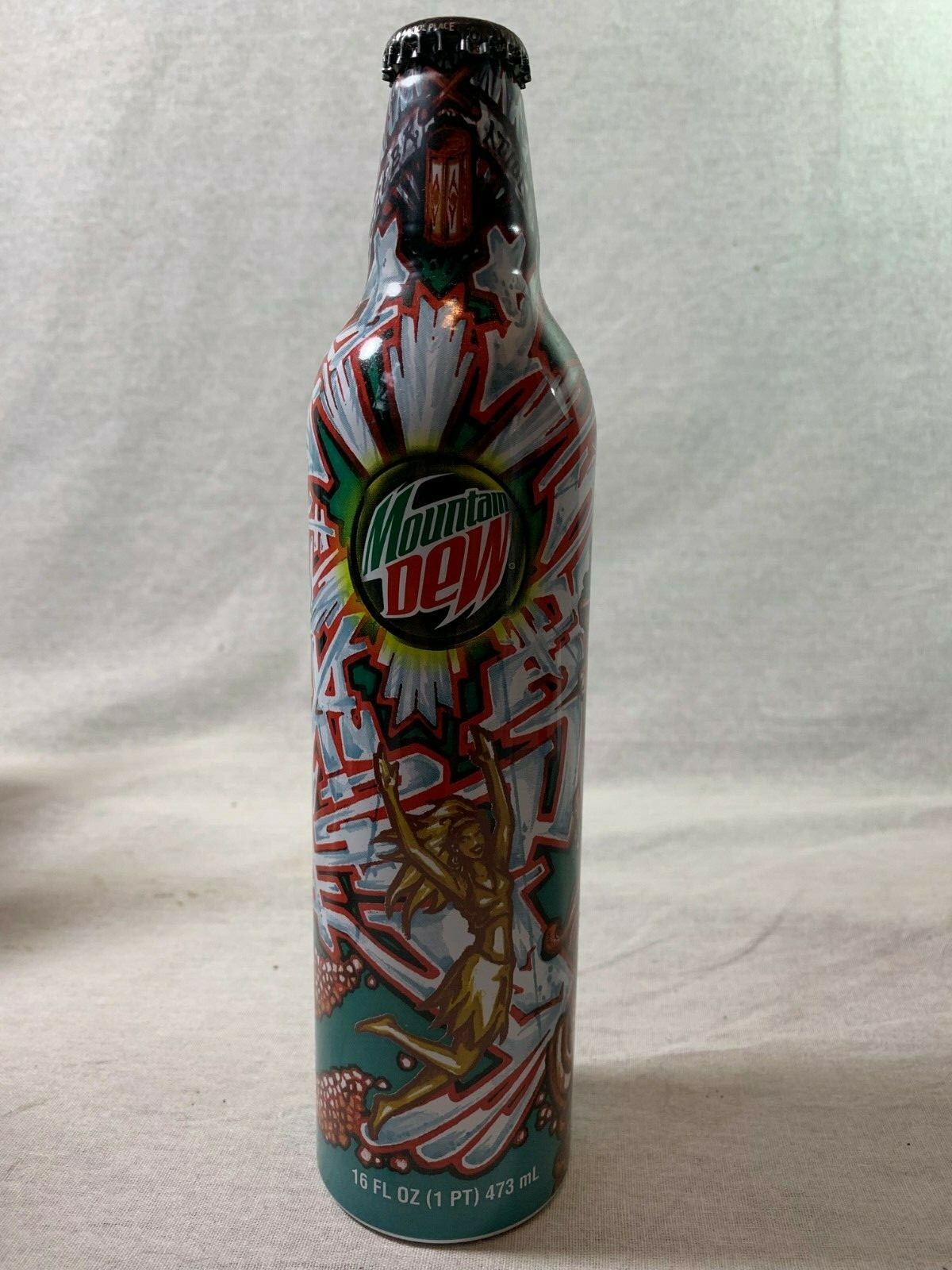 Stephan Maze Mountain Dew Green Label Art Ltd Edition Aluminum Bottle FULL