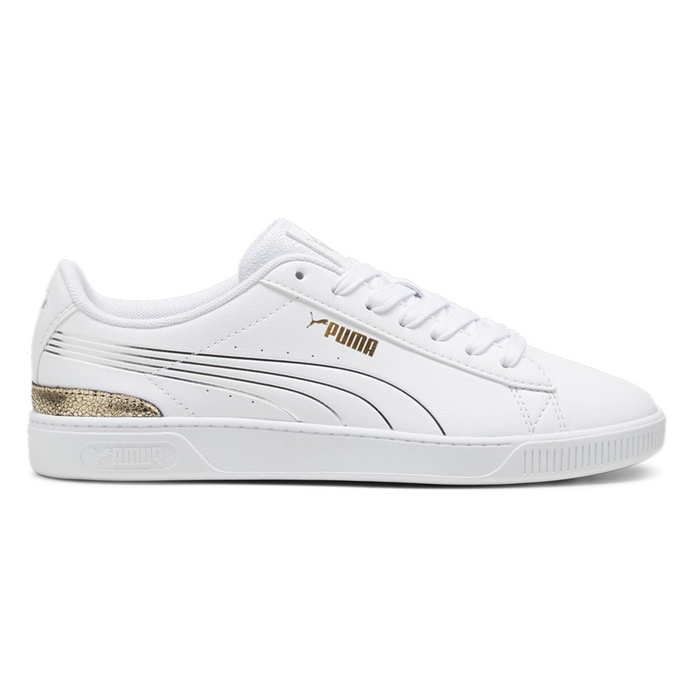 PUMA Vikky V3 Metallic Shine Lace Up  Womens White Sneakers Casual Shoes 3950850
