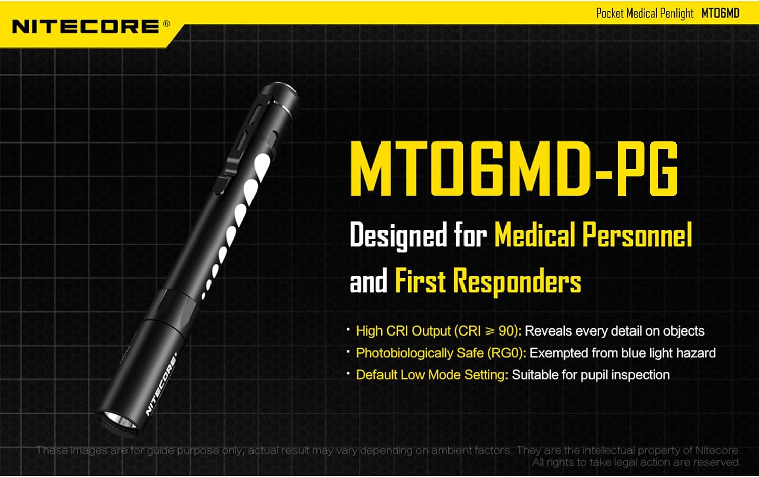 MT06MD Penlight Flashlight, 180 Lumen for Doctors, Nurses and Emts W/ 2X AAA Bat