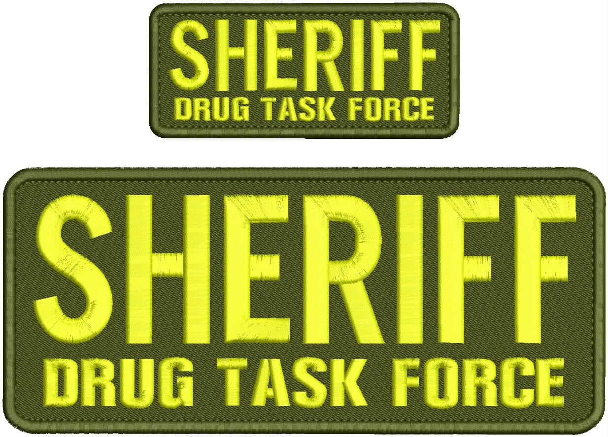 Collectible Embroidery Patch Sheriff DTF 4X10 AND 2X5 Yellow On Od Green
