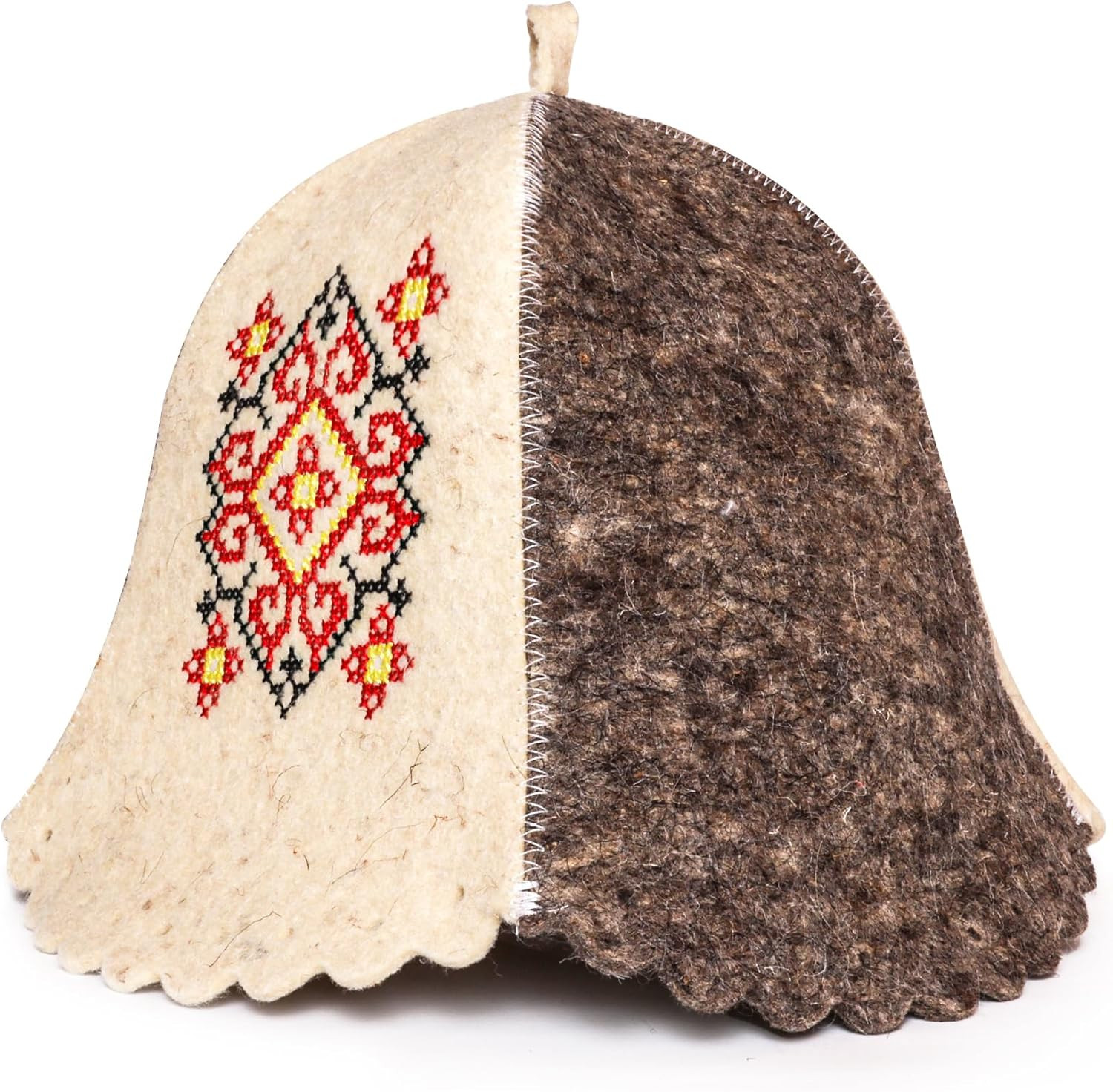 Sauna Hat Wool Embroidered Ukrainian Ornament Vyshyvanka - Banya Hat for Men Sau