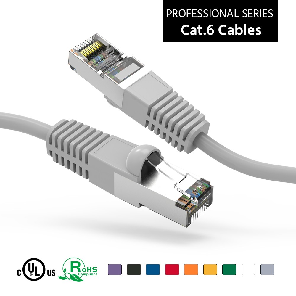 1Ft CAT6 Shielded (SSTP) Ethernet Network Booted Cable Gray