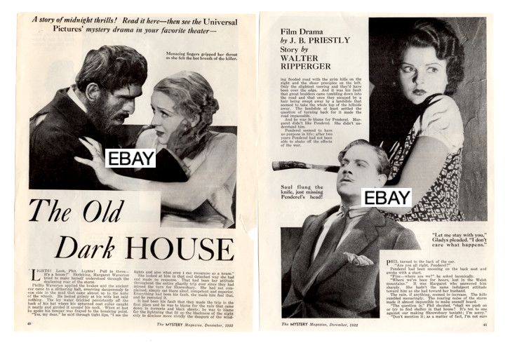 SALE: THE OLD DARK HOUSE 1932 ORIGINAL MOVIE CLIPPING KARLOFF J WHALE G STUART