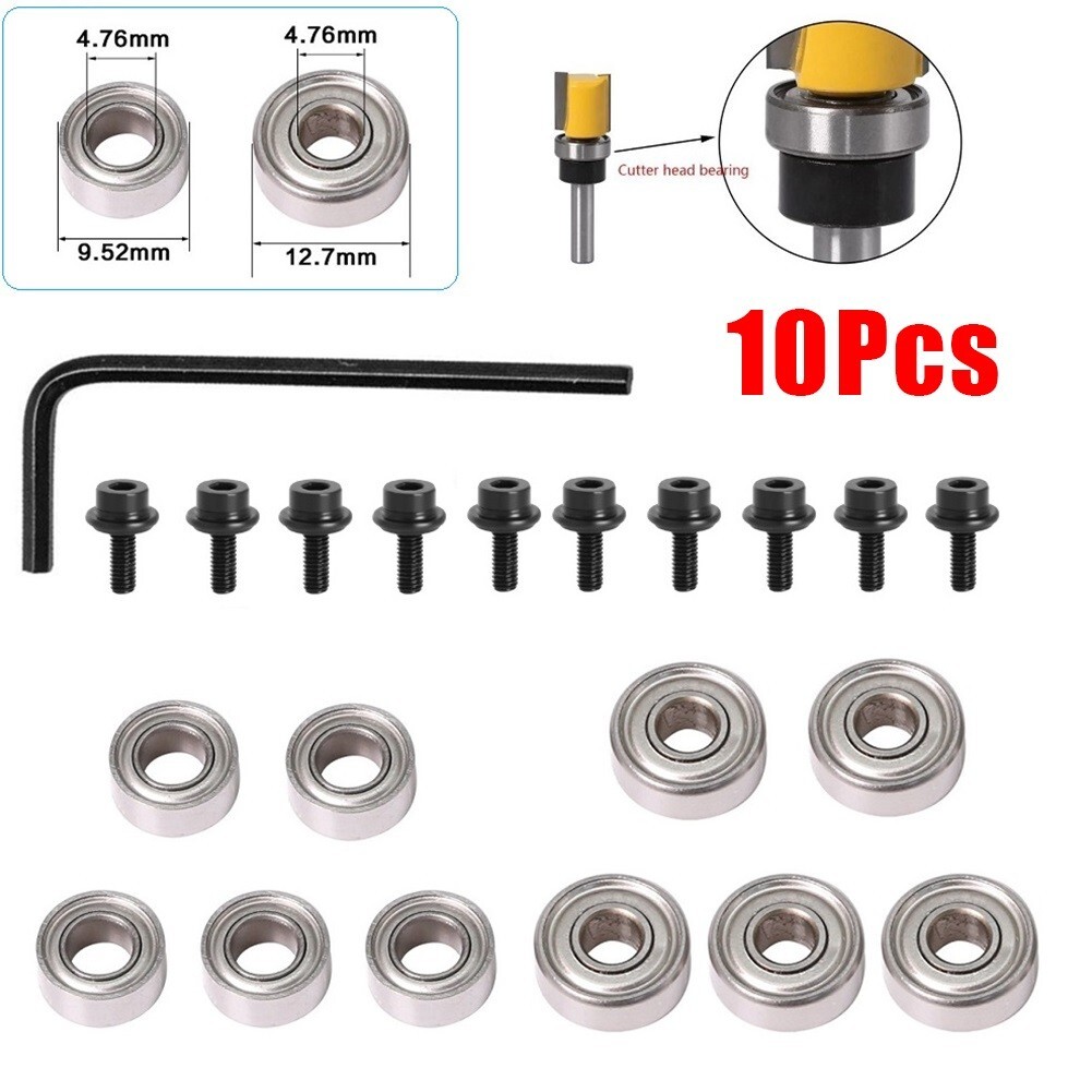 10pcs Router Bits Top Mounted Ball Bearings Guide For Router Bit Bearing Repair