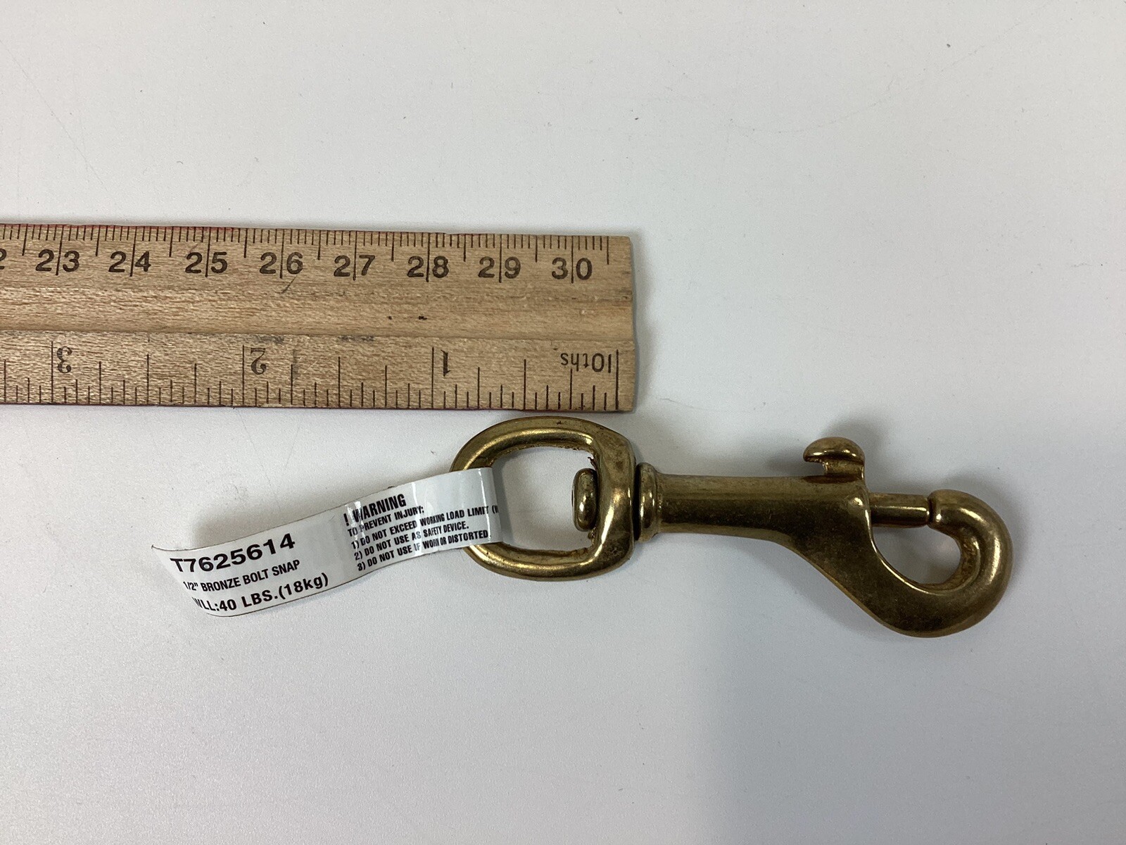 solid bronze bolt snap 1/2”x 3” round eye