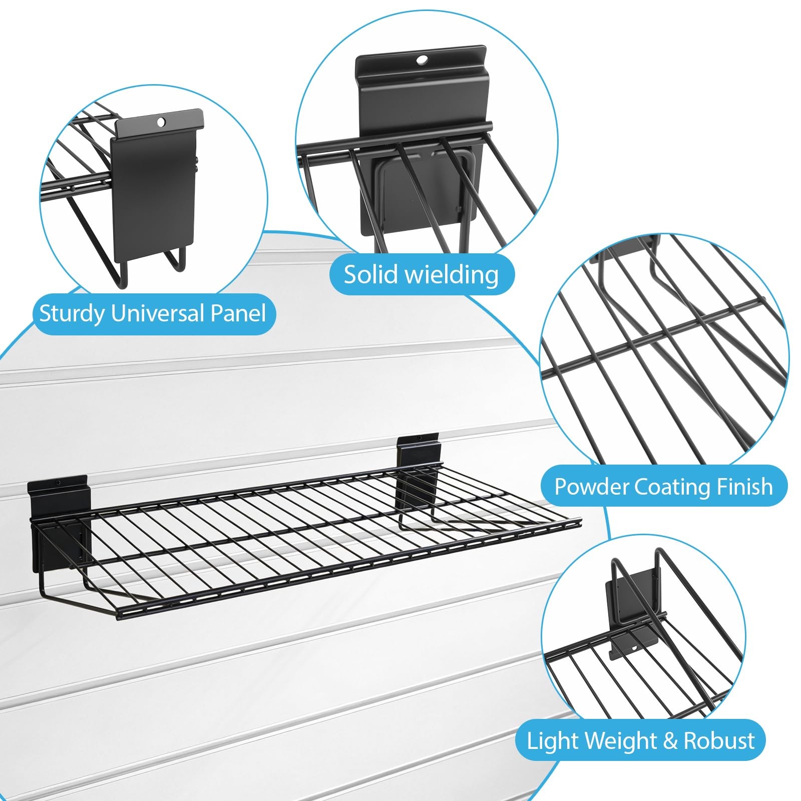 Heavy Duty 24" Slat Wall Wire Shelves - 4 Pack Garage Storage Solution