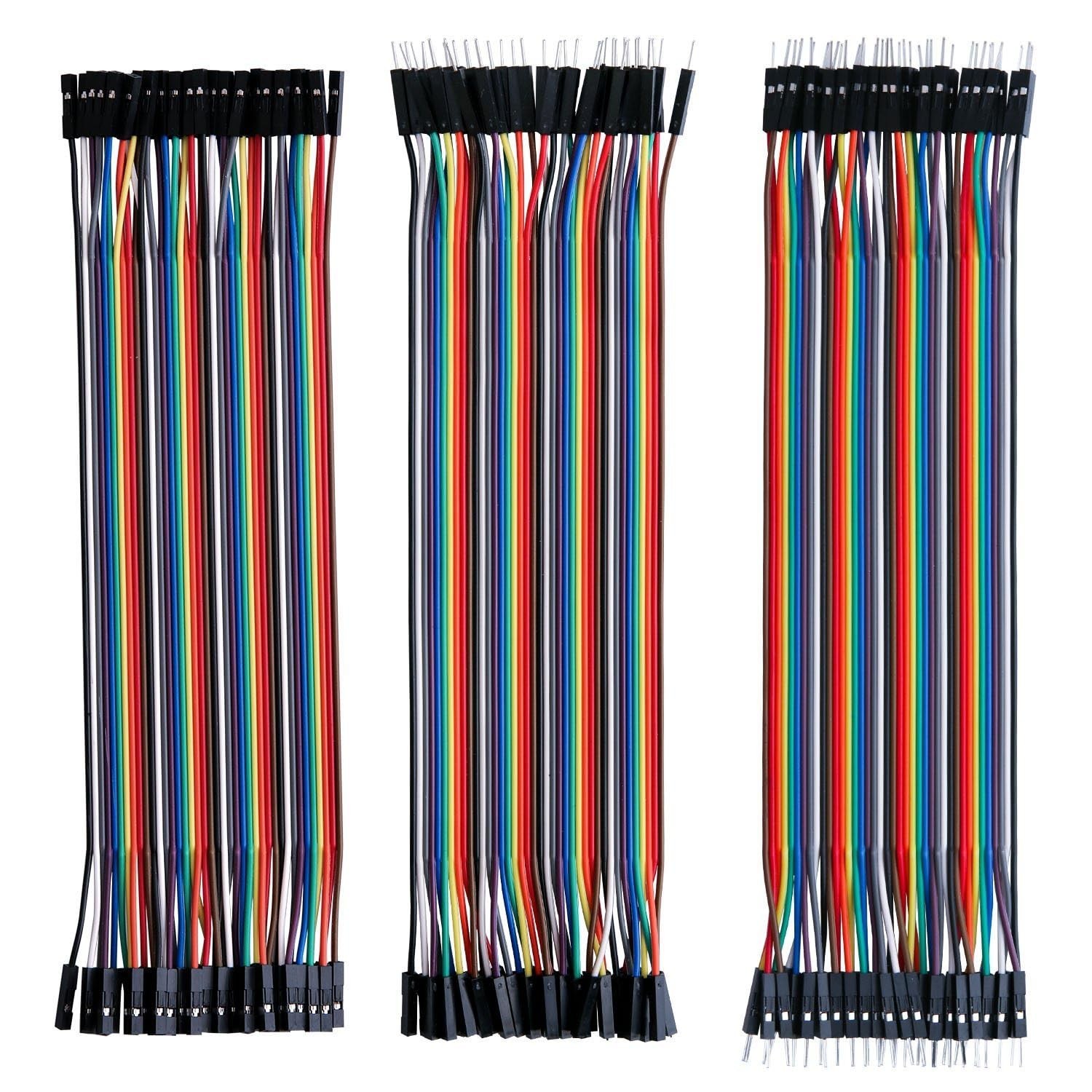 ELEGOO 120pcs Multicolored Dupo nt Wire 40pin Male (F-F/M-M/M-F)-8inch