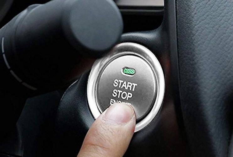 2pc Set Aluminum Keyless Engine Push Start Button & Surrounding Silver