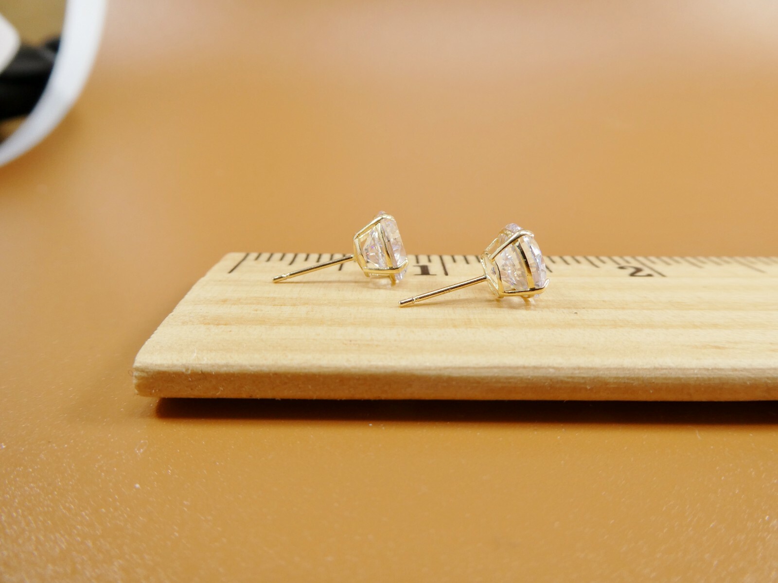 10K REAL SOLID YELLOW GOLD STUD PUSH POST PRONG SETTING BASKET EARRING