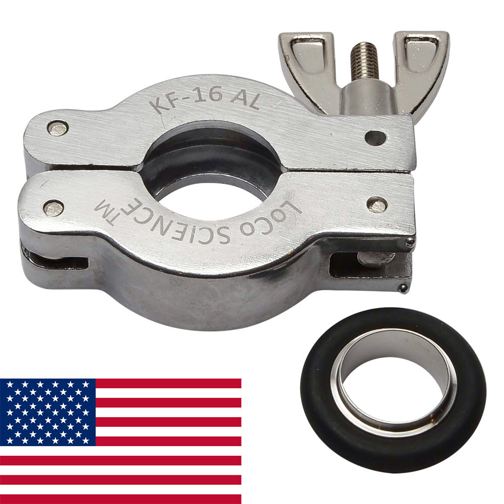 KF-16 NW-16 Aluminum VACUUM CLAMP & SS Viton Centering Ring Set LoCo Science!!