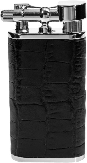 PEARL JAPAN STANLEY "BLACK CROCO" LEATHER COVERED OLD BOY PIPE LIGHTER ** NEW **