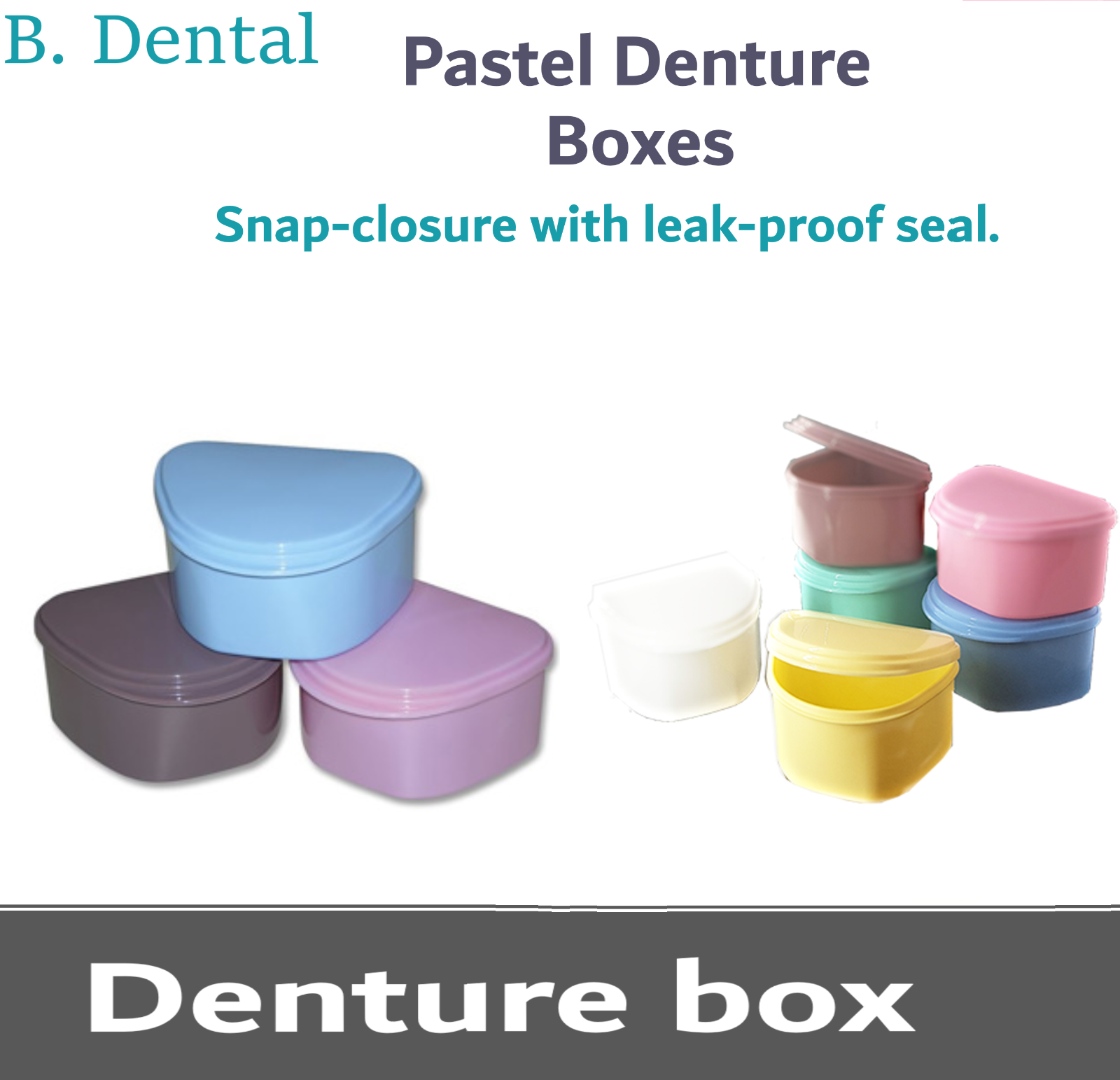 Dental Denture Box Pastel ™ DENTURE BOX Denture Retainer Case- 3' Deep, 12/Bx