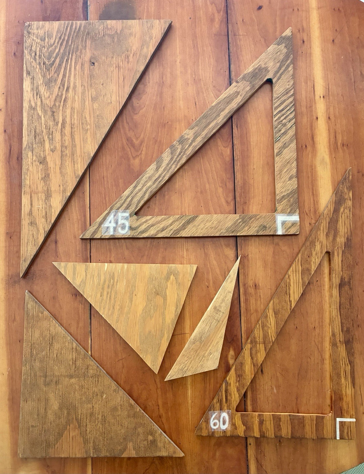 Large Handcrafted Wooden Geometry Teaching Set 8 Pc High School Classroom Aids