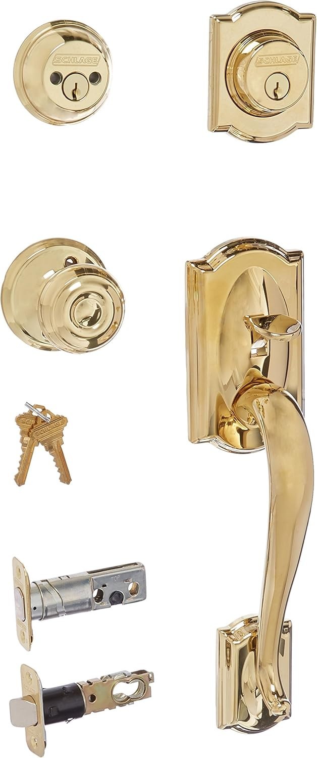 Schlage Double Cylinder Door Handleset Left Handed F62 CAM 505 ACC 605 LH Brass