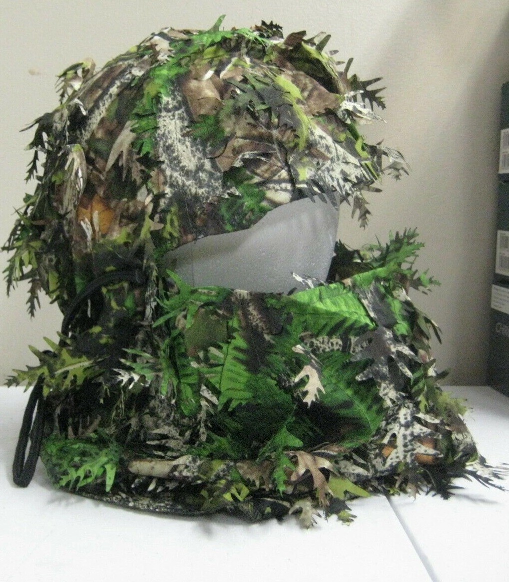 Leafy 3D Facemask Hood Hat Deer Turkey Bow Hunting Camo Mothwing Mask