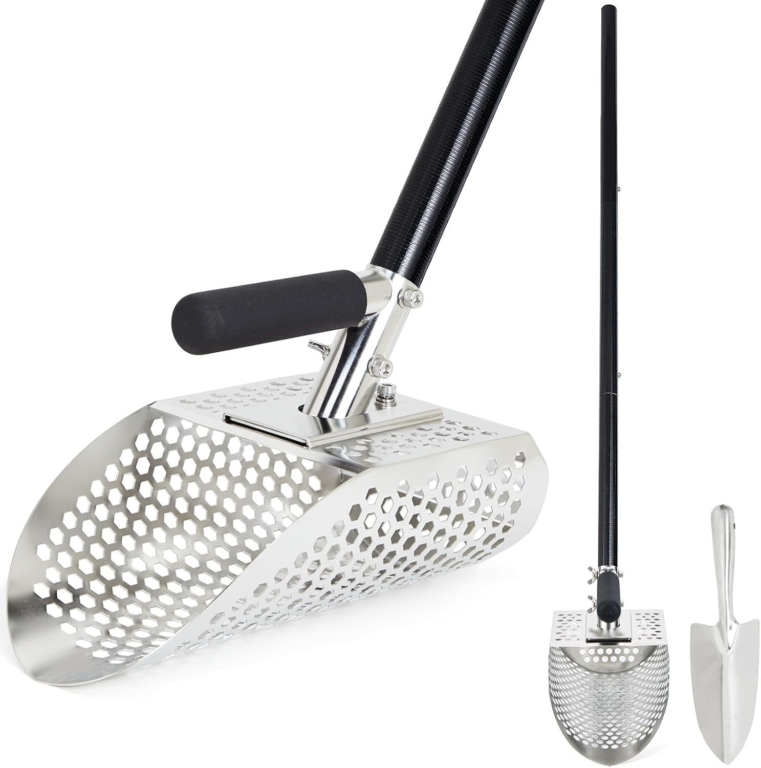 Sand Scoop for Metal Detecting, Metal Detector Scoop with Long Fiberglass Handle