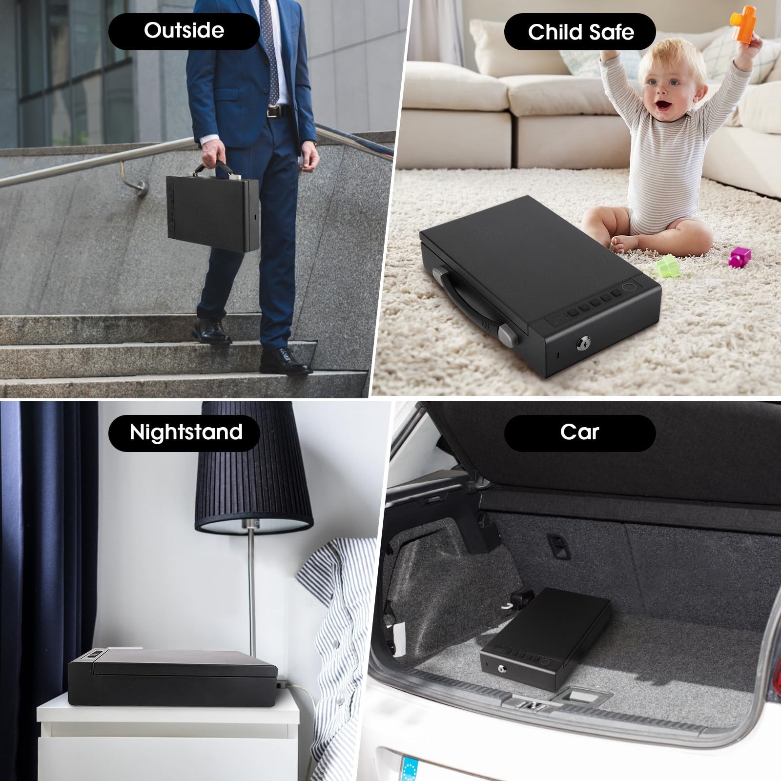 Biometric Fingerprint Safe for Handgun, 3 Quick Access Methods, with Fingerpr...