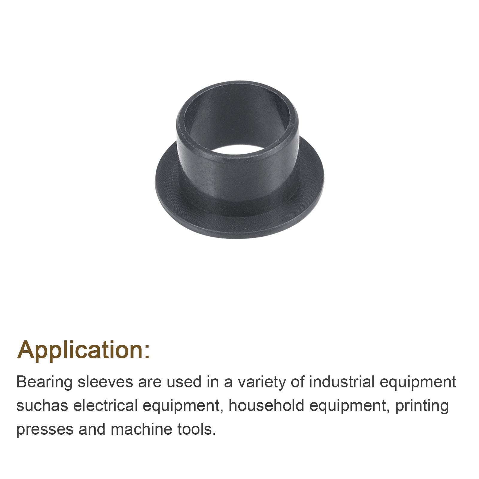 Flanged Sleeve Bearings 12mmx14mmx10mm POM Wrapped Oilless Bushings Black 2pcs