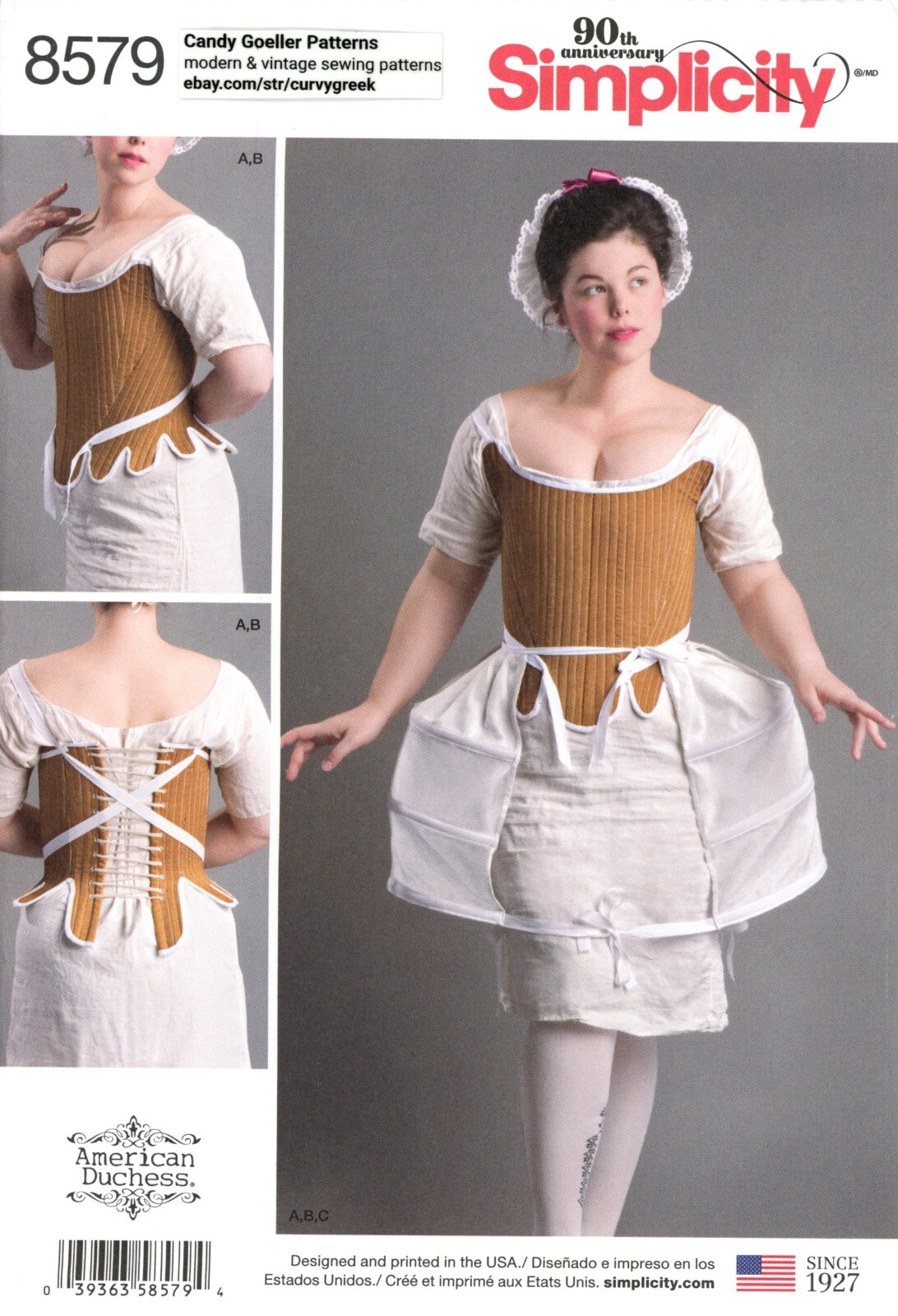 Simplicity 8579 18th Century Corset, Shift & Panniers Undergarment Sz 4-12 UNCUT