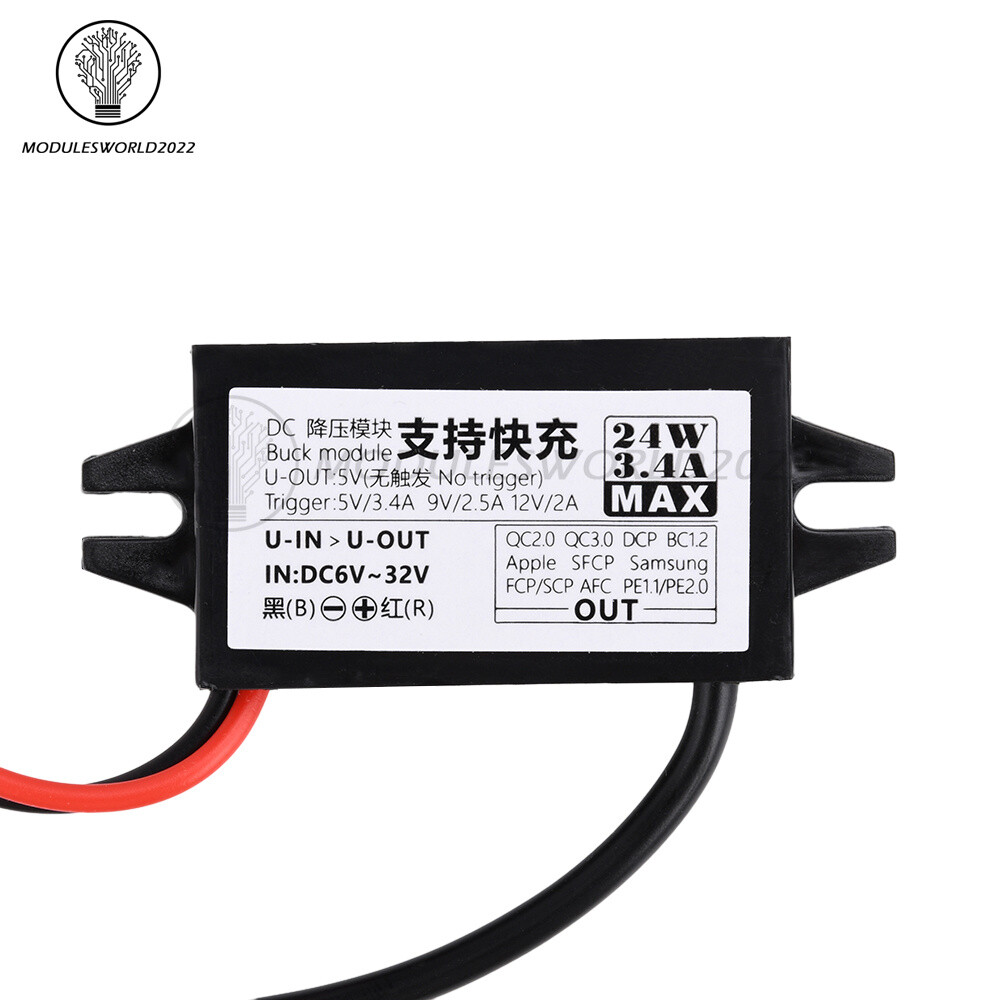 24W Car 12V-24V to 5V Converter DC-DC Buck Module Power Adapter Fast Charging