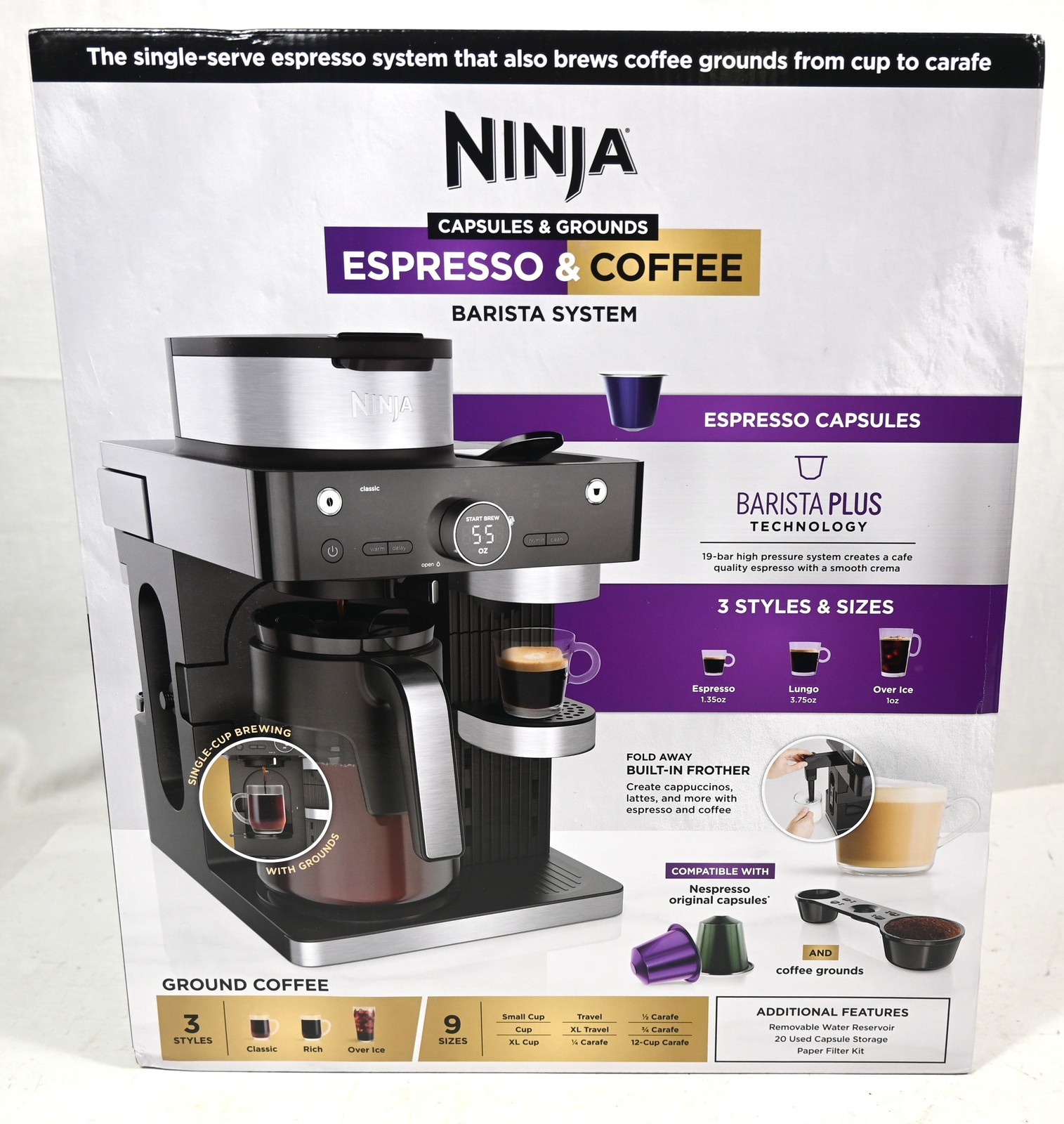 NEW CFN601 43 NINJA ESPRESSO & COFFEE BARISTA SYSTEM Capsules & Grounds